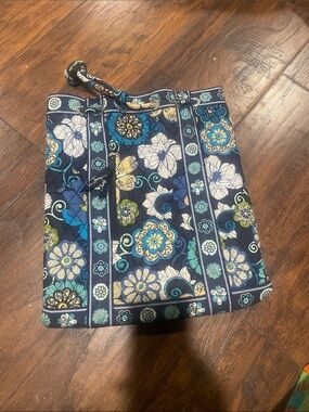 Vera Bradley Navy Floral Quilted Tote with Teal & Yellow Accents
